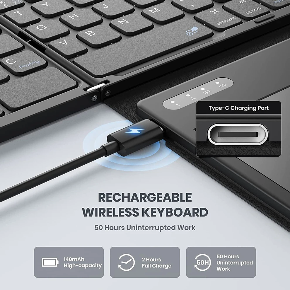 Imagem -05 - Mini Teclado Dobrável Bluetooth sem Fio para Ios e Windows