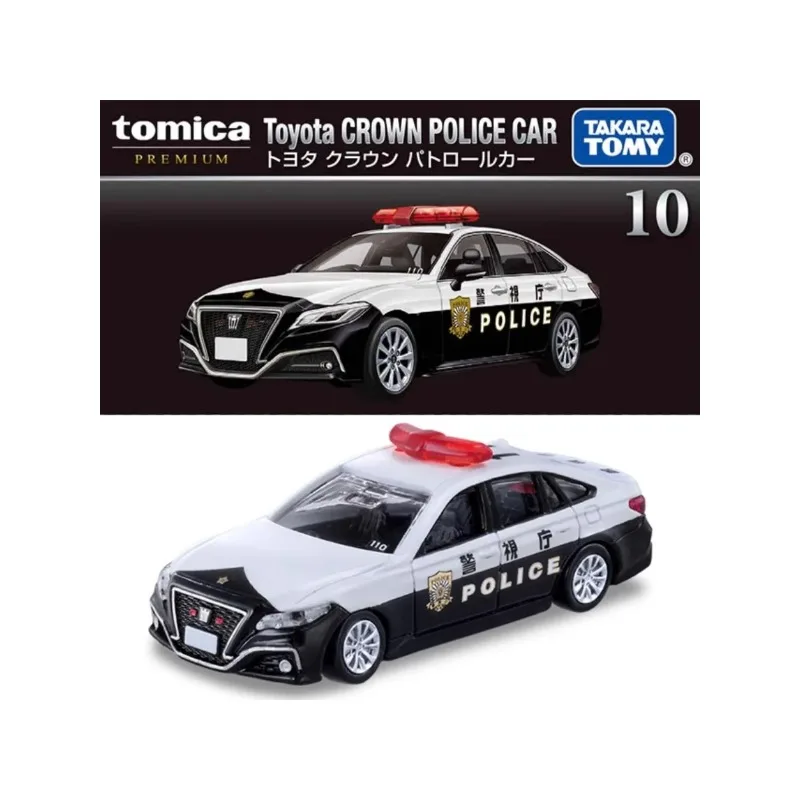 TAKARA TOMY TOMICA diecast alloy model No. 10 Toyota Crown Police Car Collection decoration, a holiday gift for children.