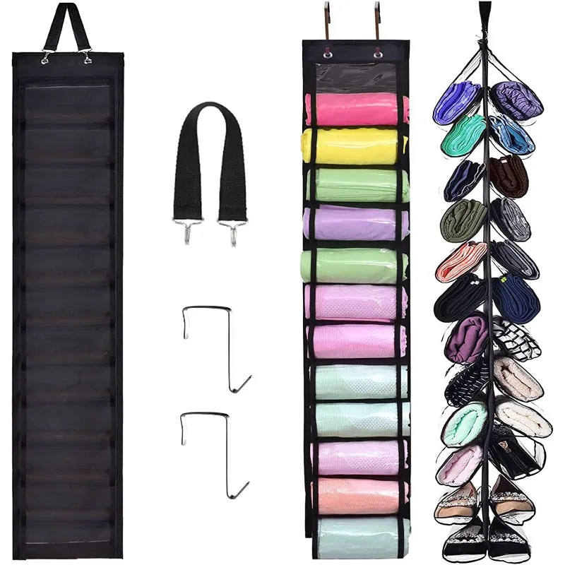 Double-sided 24-panel Hanging Storage Yoga Pants Towel Closet Transparent Underwear Storage Hanging Bag