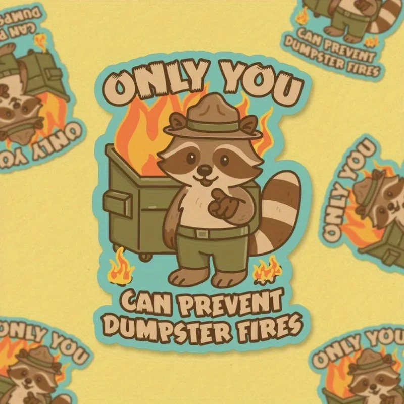 

1 шт. Забавная виниловая наклейка с енотом «Только ты можешь предотвратить, чтобы мусорный мишка навалился на тебя» — юмористическая водонепроницаемая наклейка для автомобиля, ноутбука, офисного декора