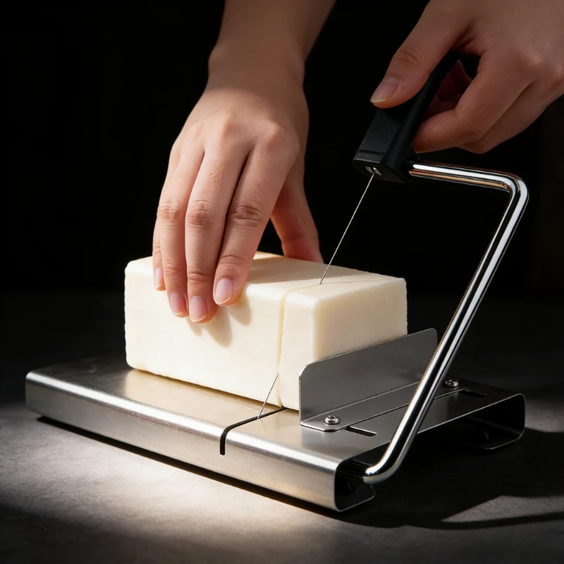 

Handmade Soap Cutter Adjustable Thickness with Scale - Professional Stainless Steel Slicing Board Tool for DIY Soap Making Kit