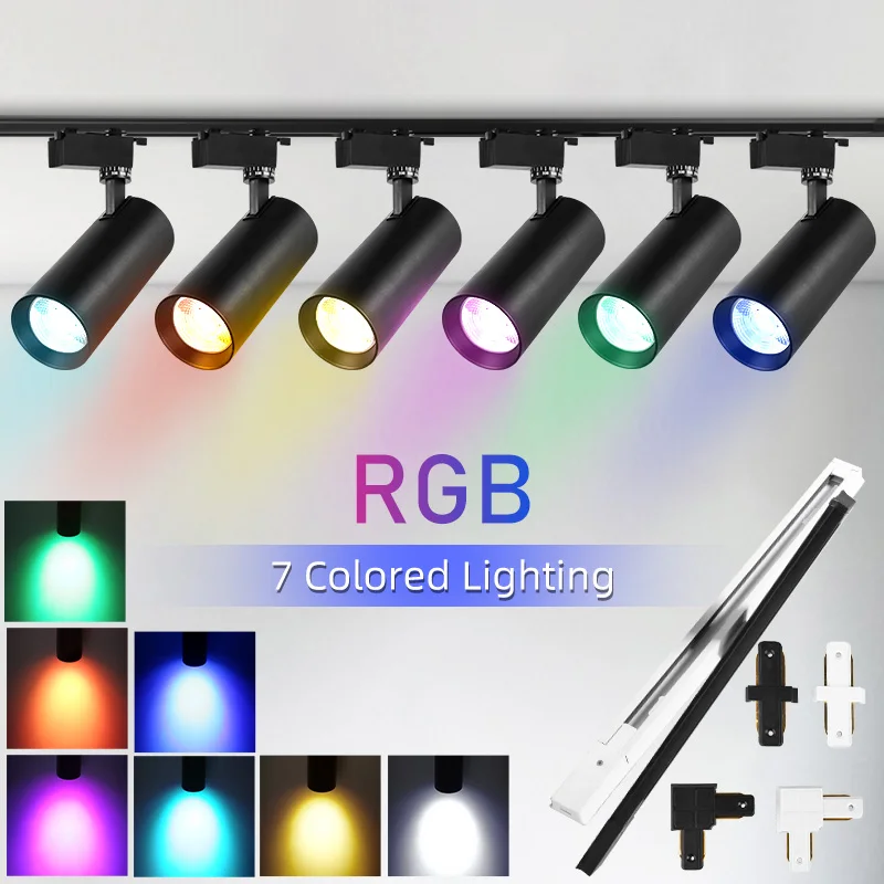 Track Light LED RGB Color Set Stage Lighting Fixture Lamps 220V Rail Ceiling Spot Led Disco Lights Decoration Bedroom Track Lamp