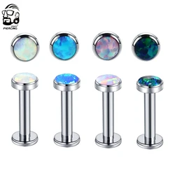 1pcs Internally Thread Opal Stone Labret Studs Lip Ring Ear Stud Helix Tragus Earring Stainless Steel Piercing Jewelry Women men