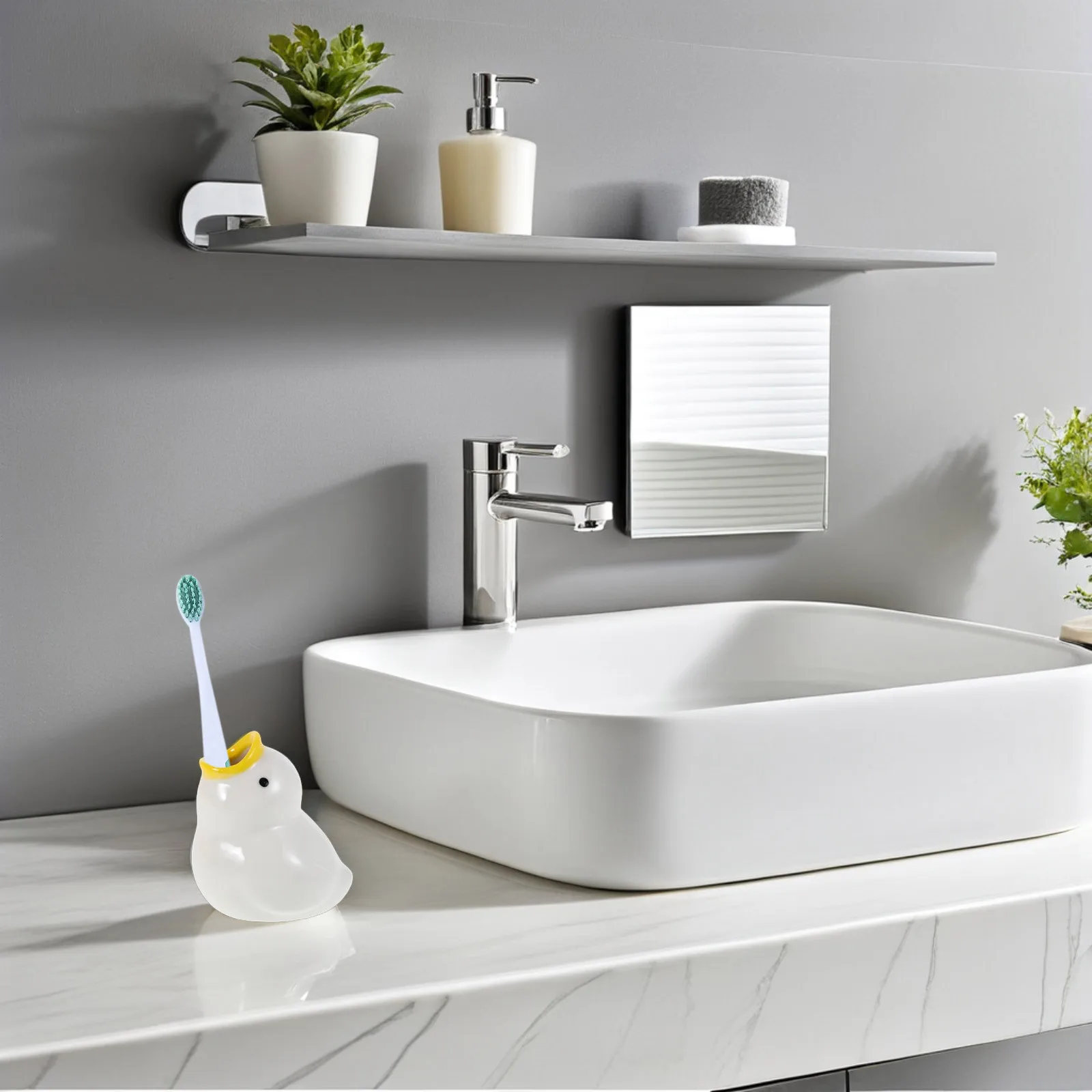 

Toothbrush Holder for Washing Tools Bathroom Fittings Countertop Organizer Children's Holders Kids Duck Cute Decor