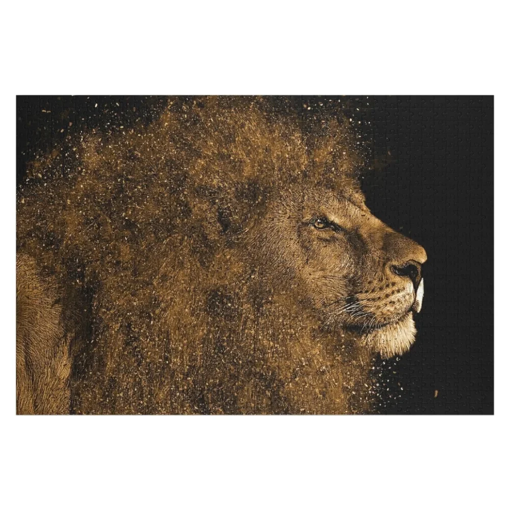 

Lion (Gold) Jigsaw Puzzle Customized Photo Personalized Name Custom Wood Puzzle