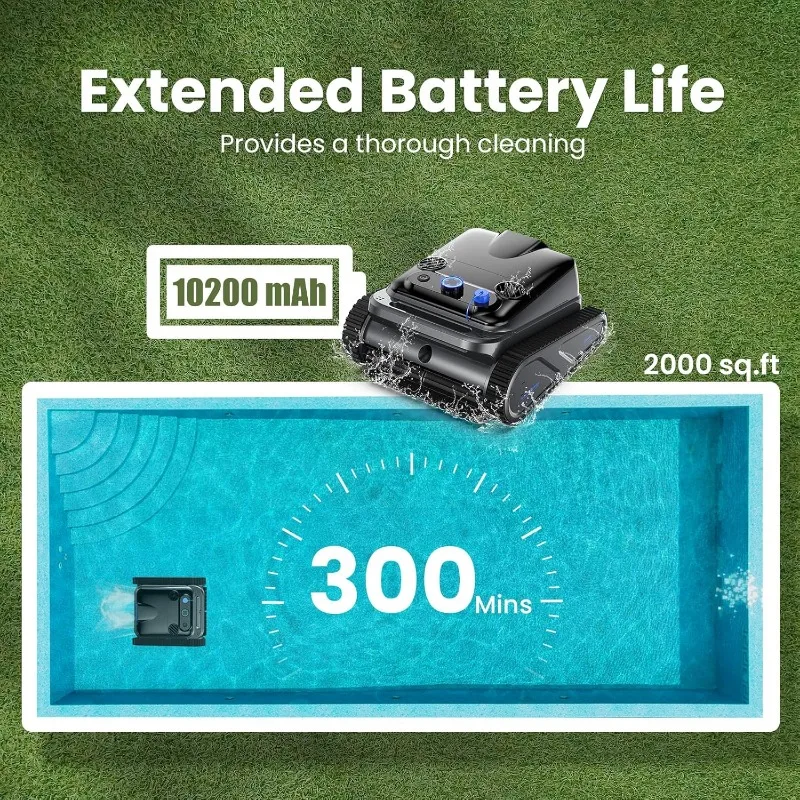 Cordless Robot Pool Cleaner, Pool Vacuum for Inground Pools, Smart Route Planning,