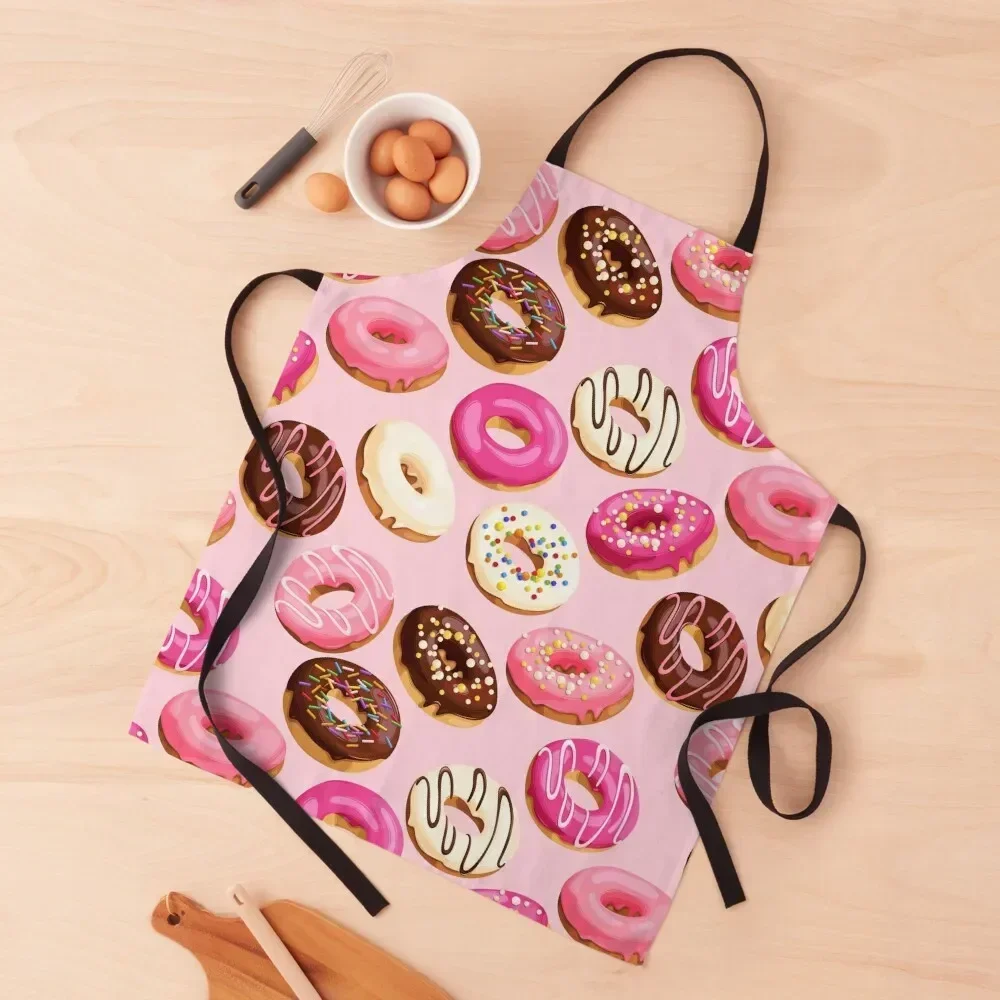 Pink Delicious Retro Donuts Apron Kitchen Man Waterproof Kitchen Woman work gowns for women cleaning Waterproof Apron