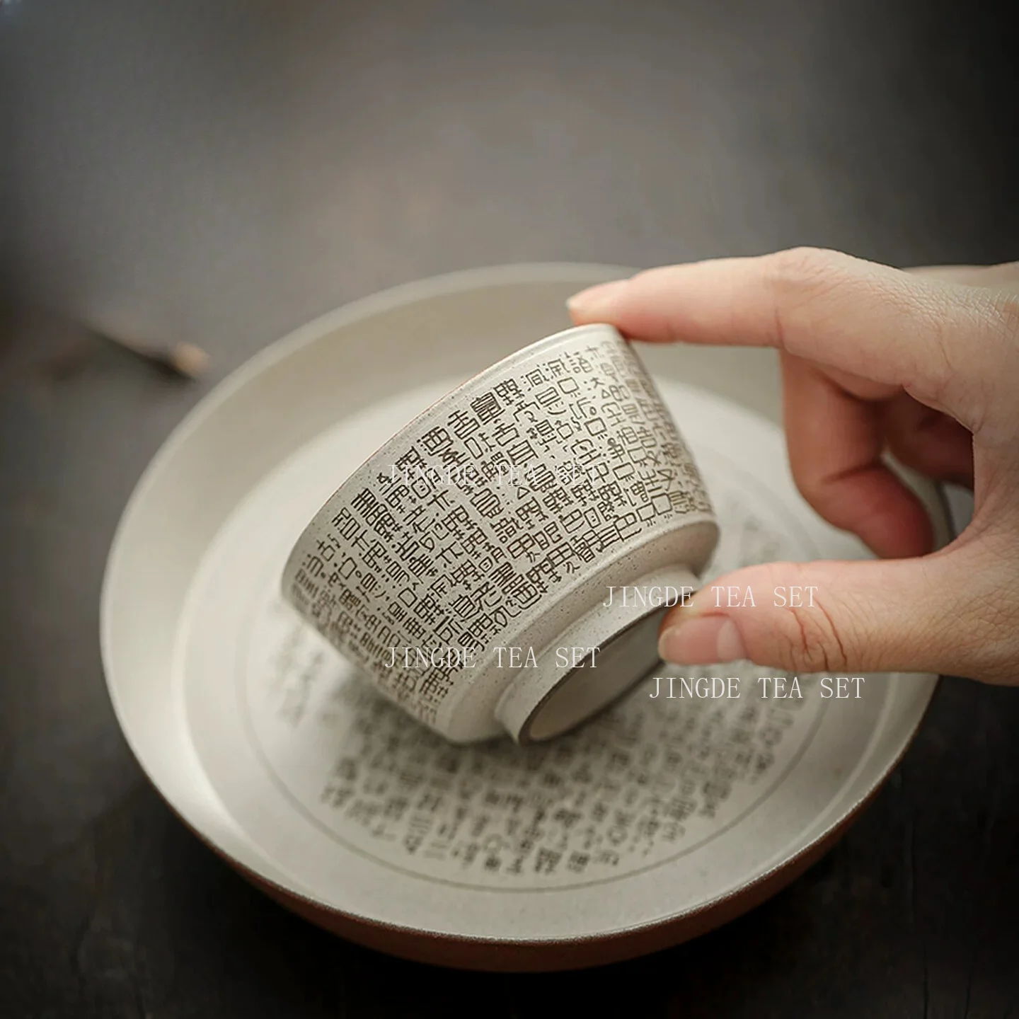 Chinese Heart Sutra Calligraphy Teacup Matte Ceramic Scripture Printed Teacup Household Single Drinking Cup Tea Ceremony Teaware