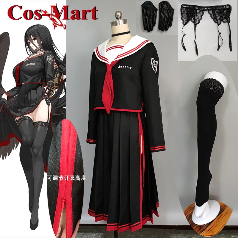 Cos-Mart Game Blue Archive Hanekawa Hasumi Cosplay Costume Gorgeous Black Sailor Dress Activity Party Role Play Clothing