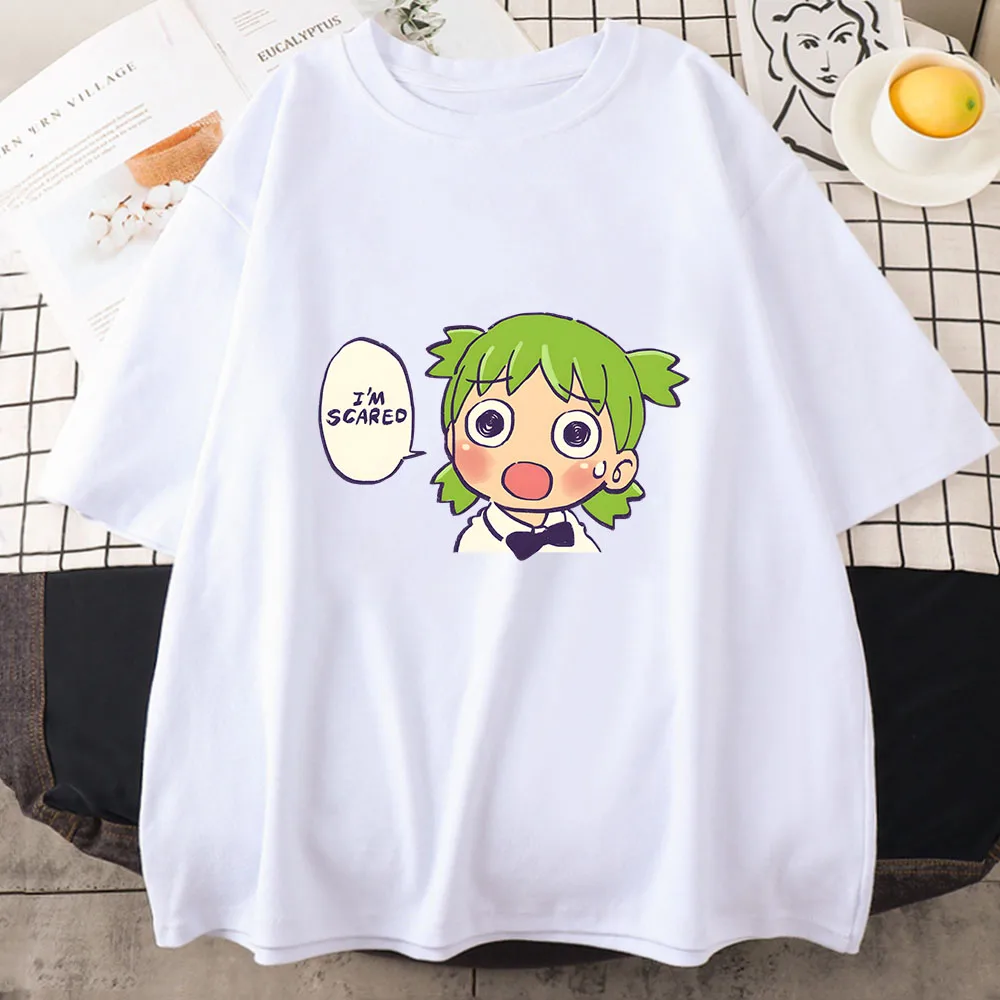 Azumanga Daioh Yotsuba تي شيرت المرأة موضة انمي ياباني بلايز 100% قطن تي شيرت الملابس النمط الكلاسيكي الشعور بالتصميم