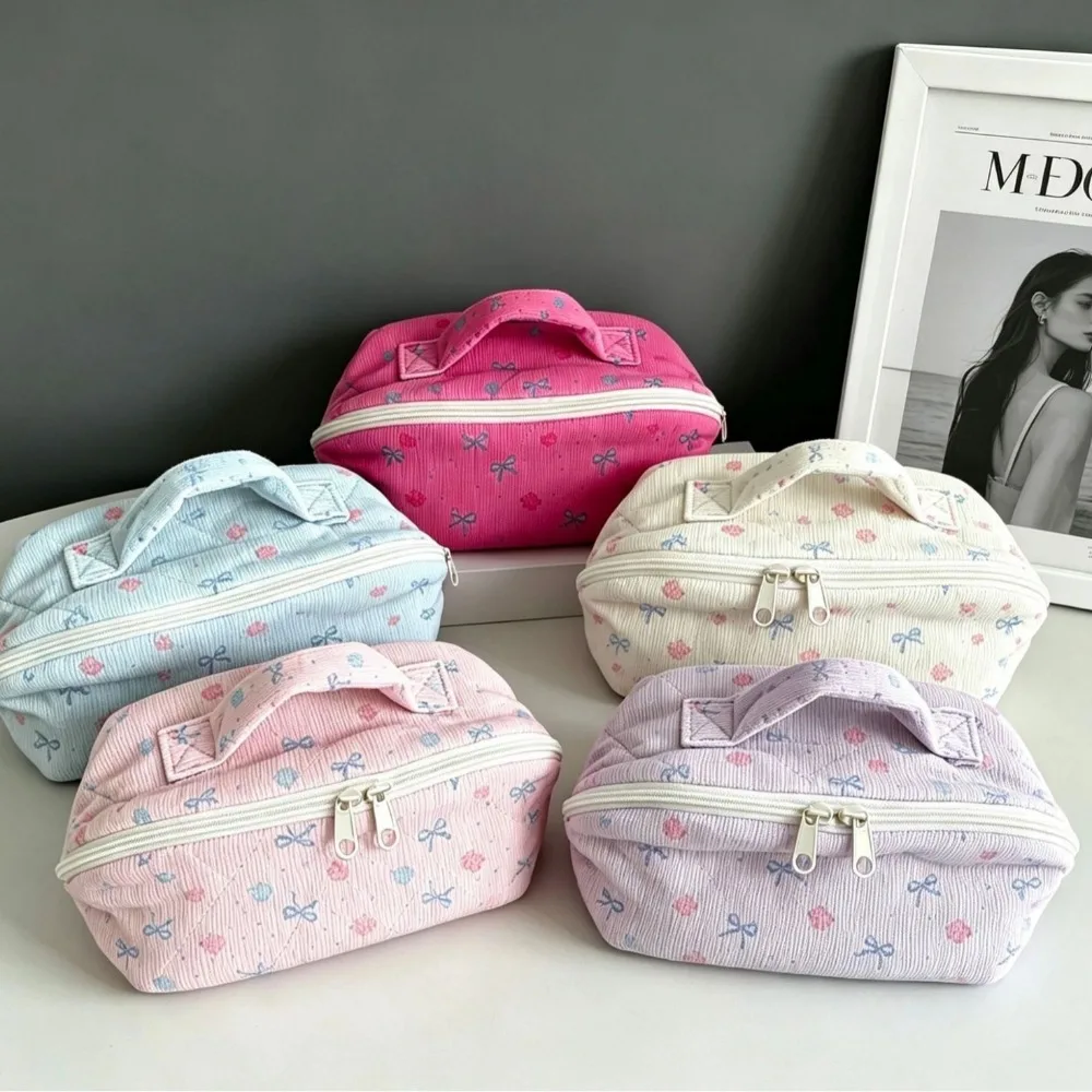 Corduroy Fashion Portable Travel Cosmetic Storage Bag Large Capacity Multi-Compartment Layered Makeup Bag