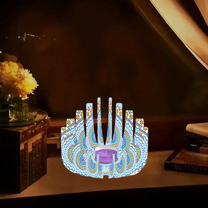

2025 5D Creative DIY Diamond Sticker Candlestick Flower Geometry Pattern Interior Design Diamond Painting Candlestick Ornament