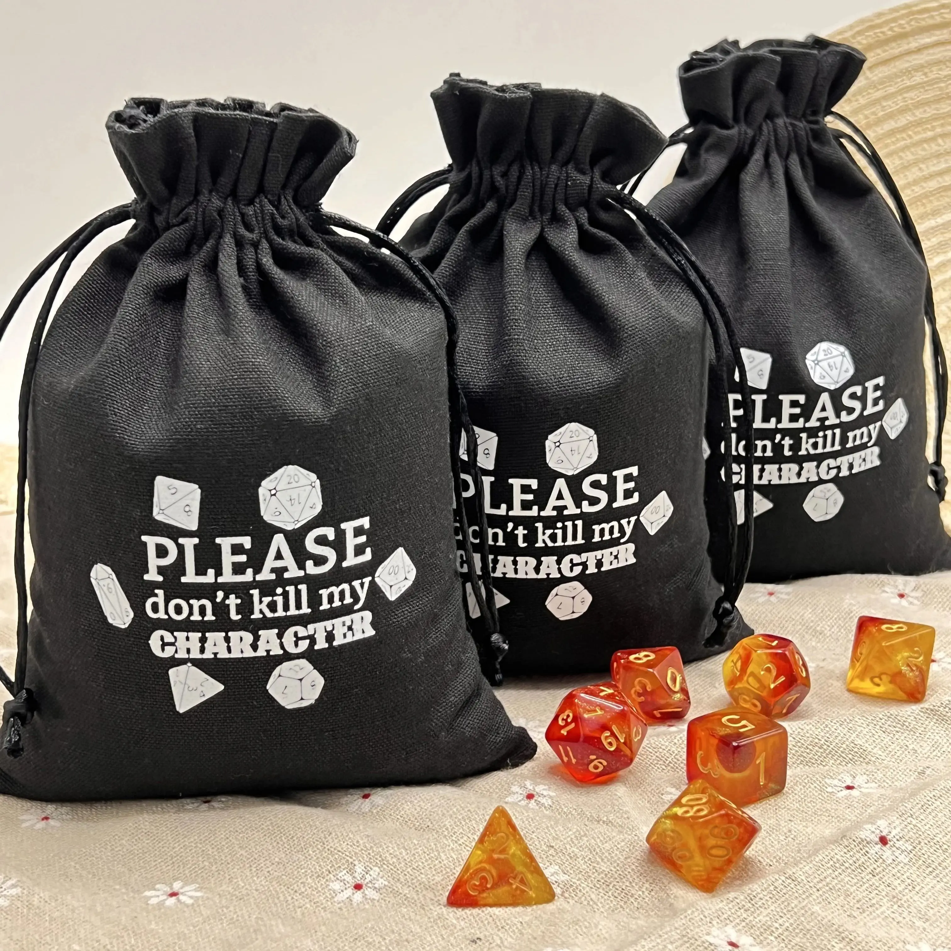 5PCS/LOT Dice Tarot Storage Drawstring Bag Package Witch Divination Crystal Pouch Bag Holder Board Game  Canvas