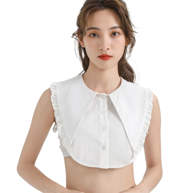 

Women Triangular Lapel False Collar White Detachable Dickey Half Shirt N58F