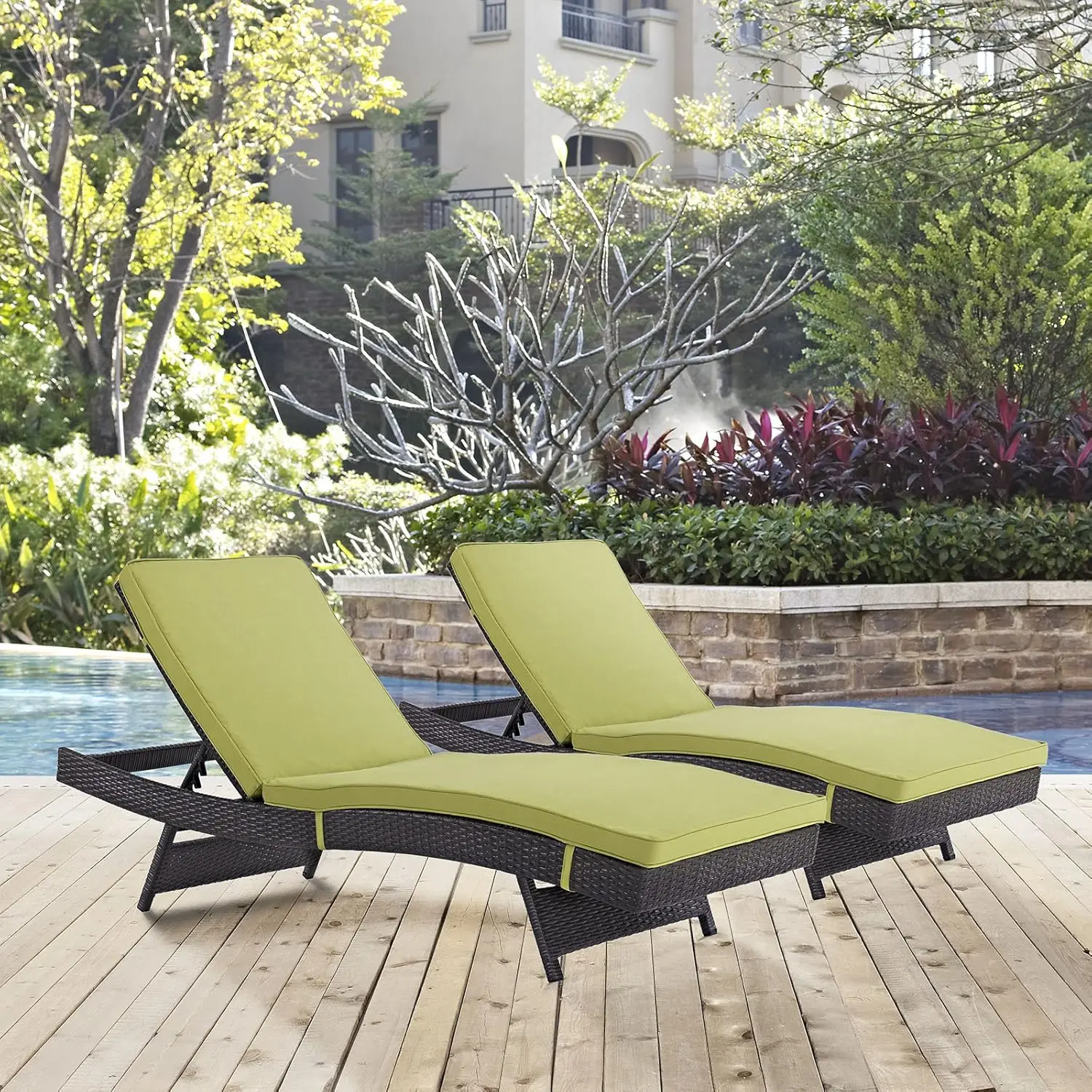 

Modway Convene Wicker Rattan Outdoor Patio Chaise Lounge Chairs in Espresso Mocha - Set of 1/2/4/6