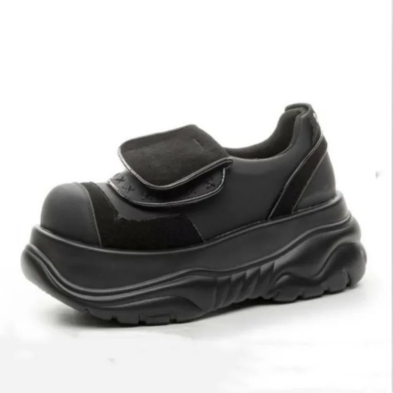 

Кожаные весенне-осенние тапочки из микрофибры 8 см, женские туфли на танкетке на плоской подошве, туфли-лодочки на плоской подошве, популярная брендовая повседневная обувь с круглым носком