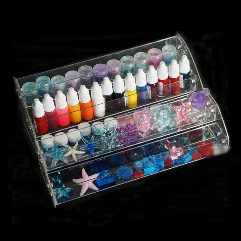 

J78F 2-7 Tiers Clear Acrylic Liquid Pigment Bottles Storage Box Organizers Lipstick Jewelry Display Holder Polish Rack