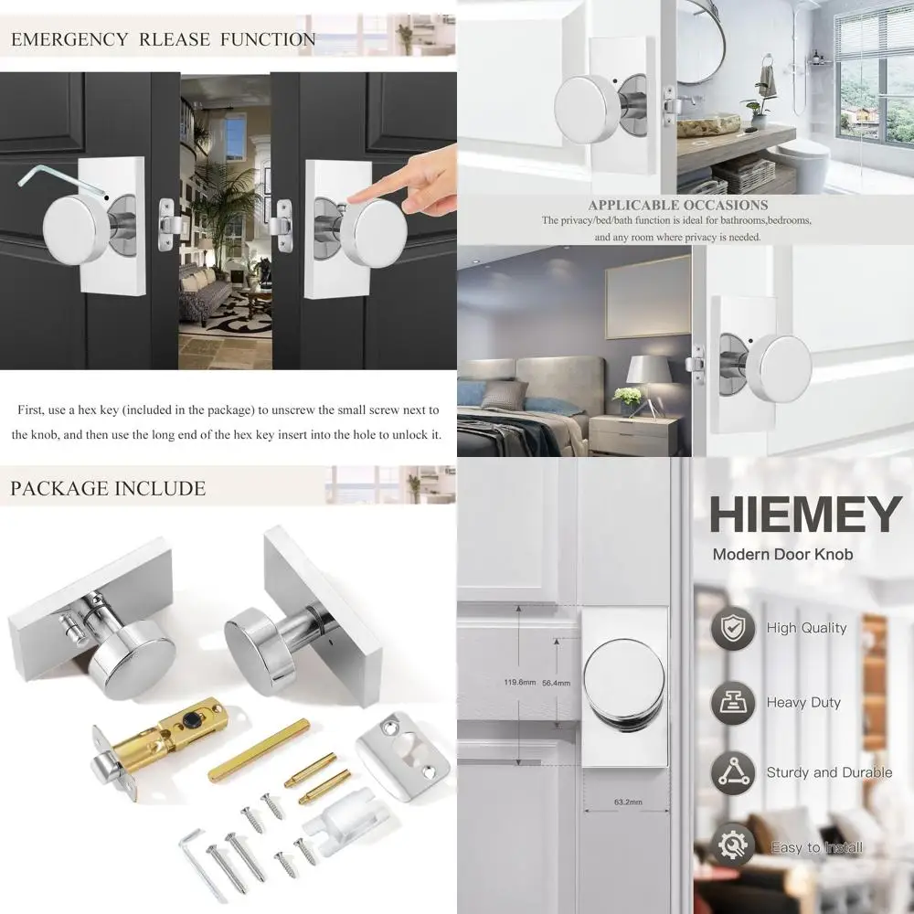 

Полированные хромированные дверные ручки с замком, подходят для обеспечения приватности в ванных комнатах и спальнях, круглой формы.