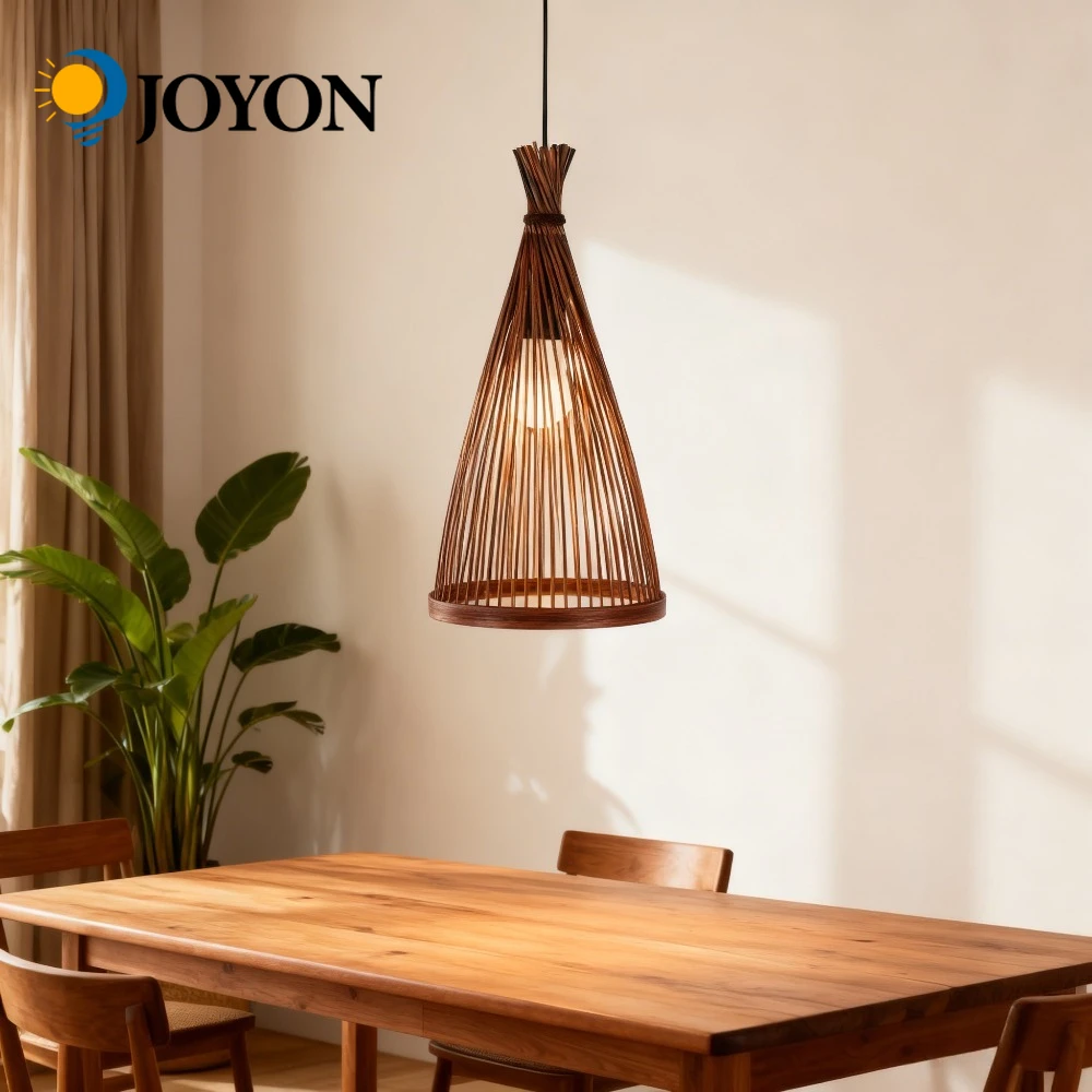 

JOYINLED Bamboo Pendant Light Hand Knit Braiding Rattan Wicker Ceiling Lamp for Home Dining Room Indoor Decor Hanging Chandelier