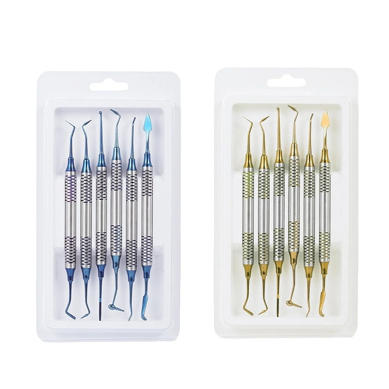 6Pcs Dentistry Composite Resin Filling Tool Set Titanium Plated Head Thick Handle Spatula Dental Filler Instrument Restoration