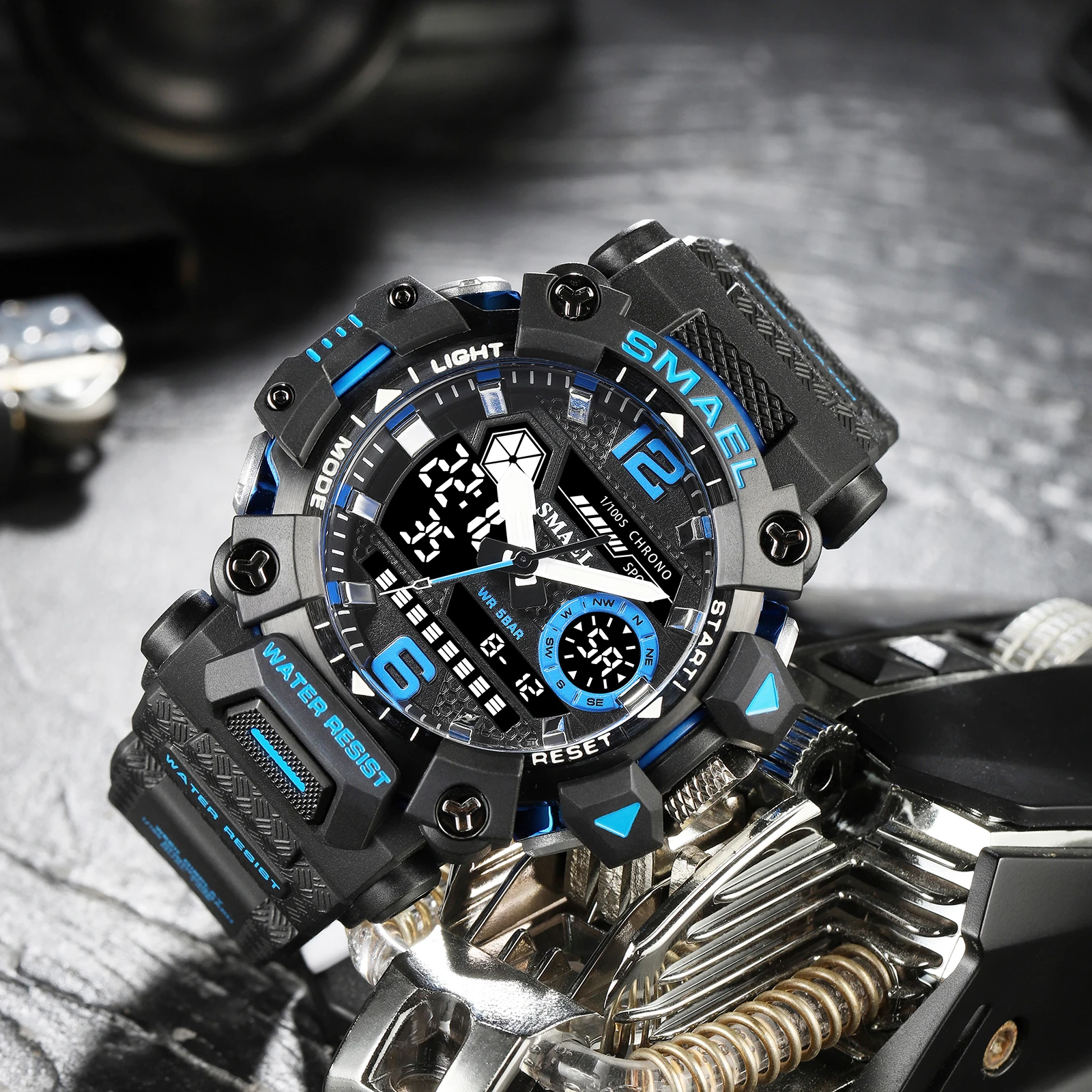 SMAEL 8072 Men Waterproof Watches Janpenese Quartz Chronograph Heavy-Duty Watch Men Alarm Electronic Wristwatch reloj de hombre
