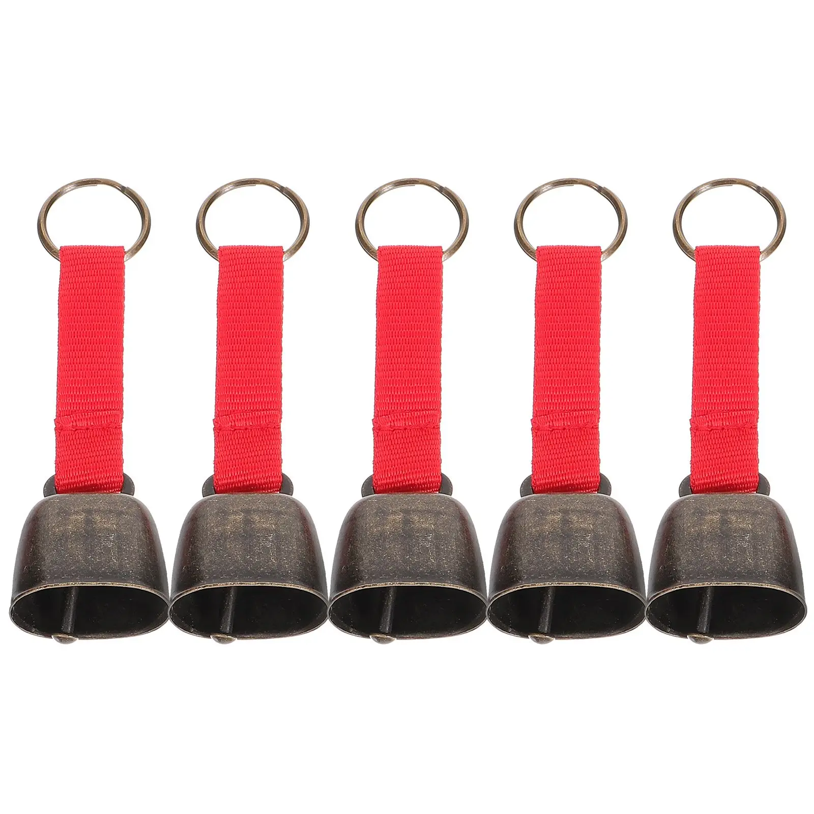 

5pcs Mountaineering Red Strap Lightweight Anti Lost Cow Bells for Pets Camping Bell Ornaments Metal Bells Sturdy