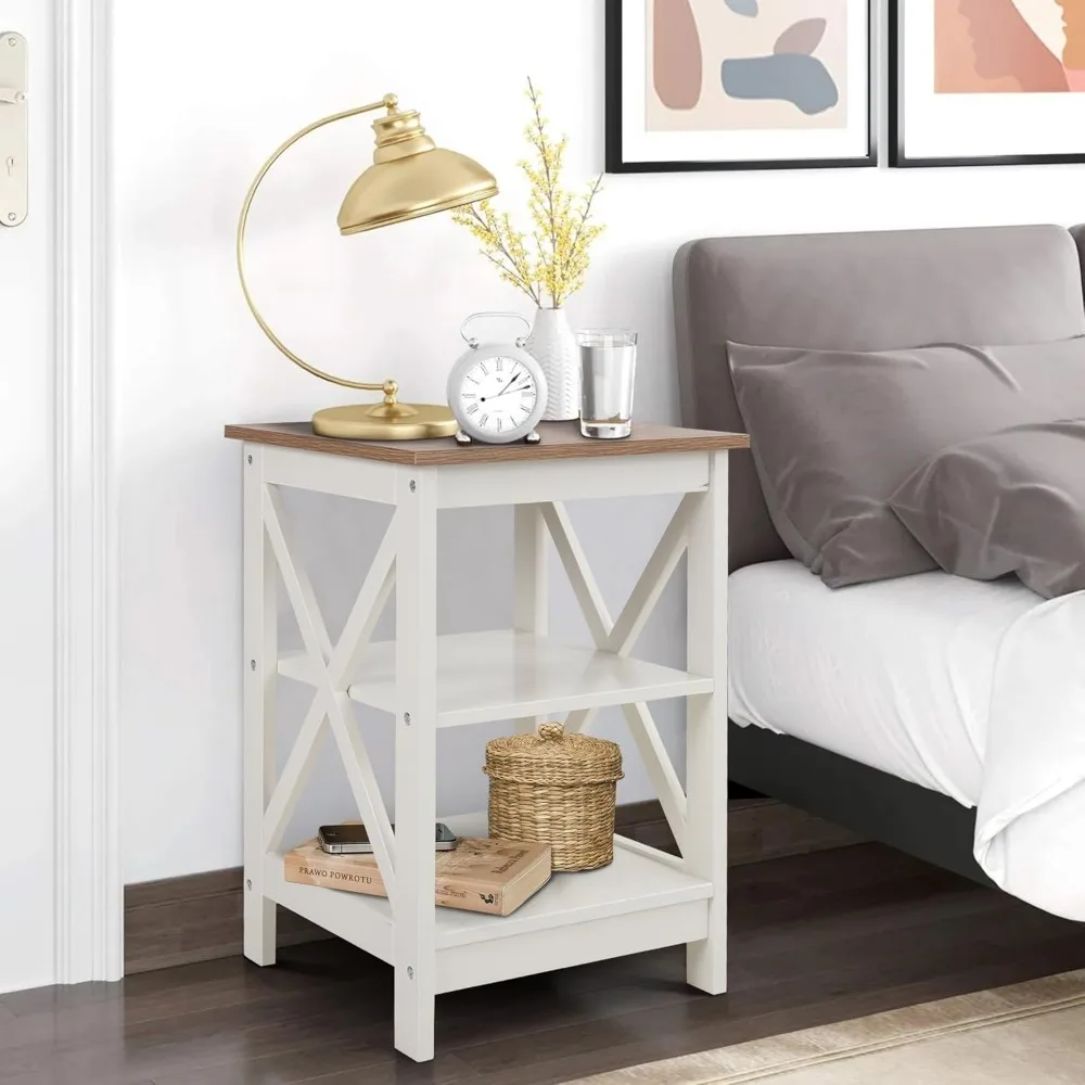 مجموعة طاولة نهاية الحفلات الخضراء مكونة من 2 مع مساحة تخزين وطاولة جانبية للسرير في المزرعة لغرفة النوم وطاولات القهوة المتداخلة والجانب