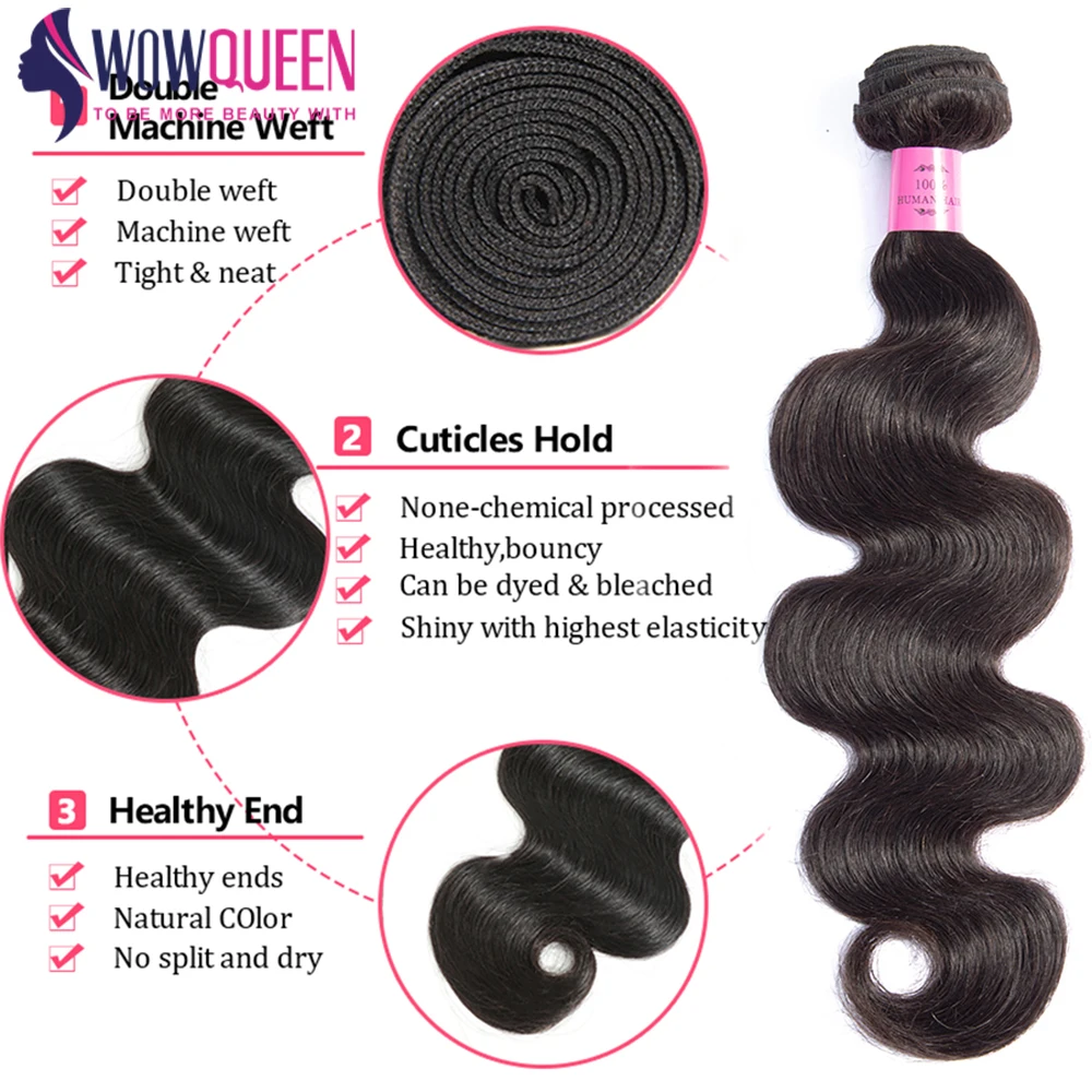 Body Wave Bundles 28 30 32 34 36 Inches Remy Human Hair Weave Bundles Peruvian Hair Extensions For Women True To Length 3/4 PCS