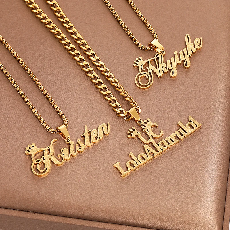 

Lateefah Personalized Stainless Steel Custom Name Chain Simple Fashion Designs Frosted Necklace