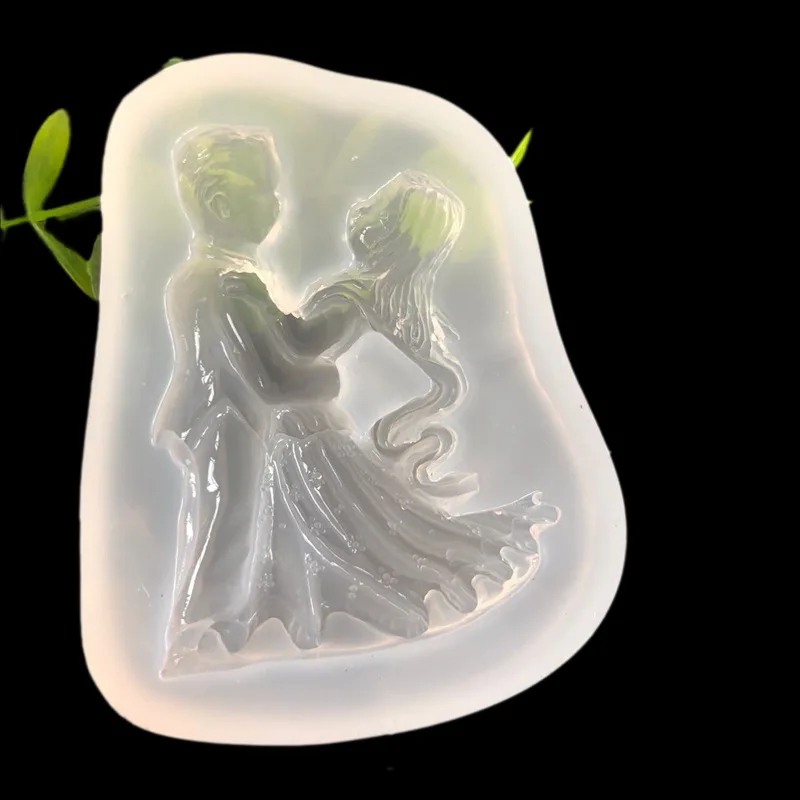 Mirror Wedding Dress Style Bride and Groom Dancing Epoxy Mold DYI Phone Case Materials Accessories Decoration Resin Mould 16455