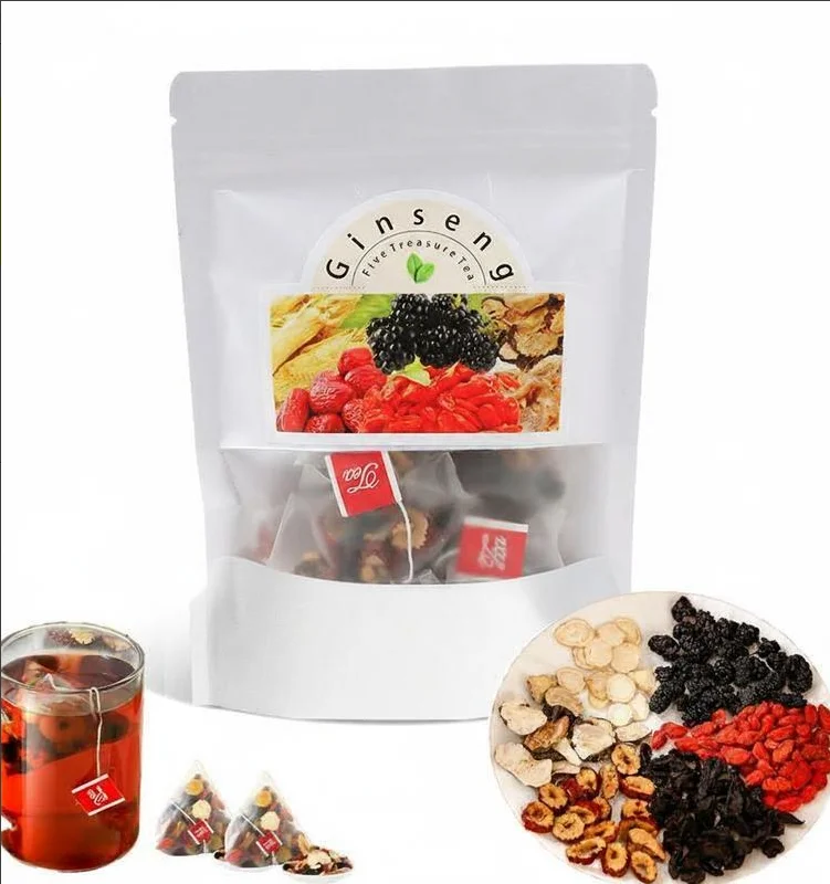 Té Herbal de Ginseng con Dátiles Rojos, Bayas de Goji y Morera, Mezcla Herbal Orgánica Natural, Bebida Diaria para el Bienestar, 20 Bolsitas de Té