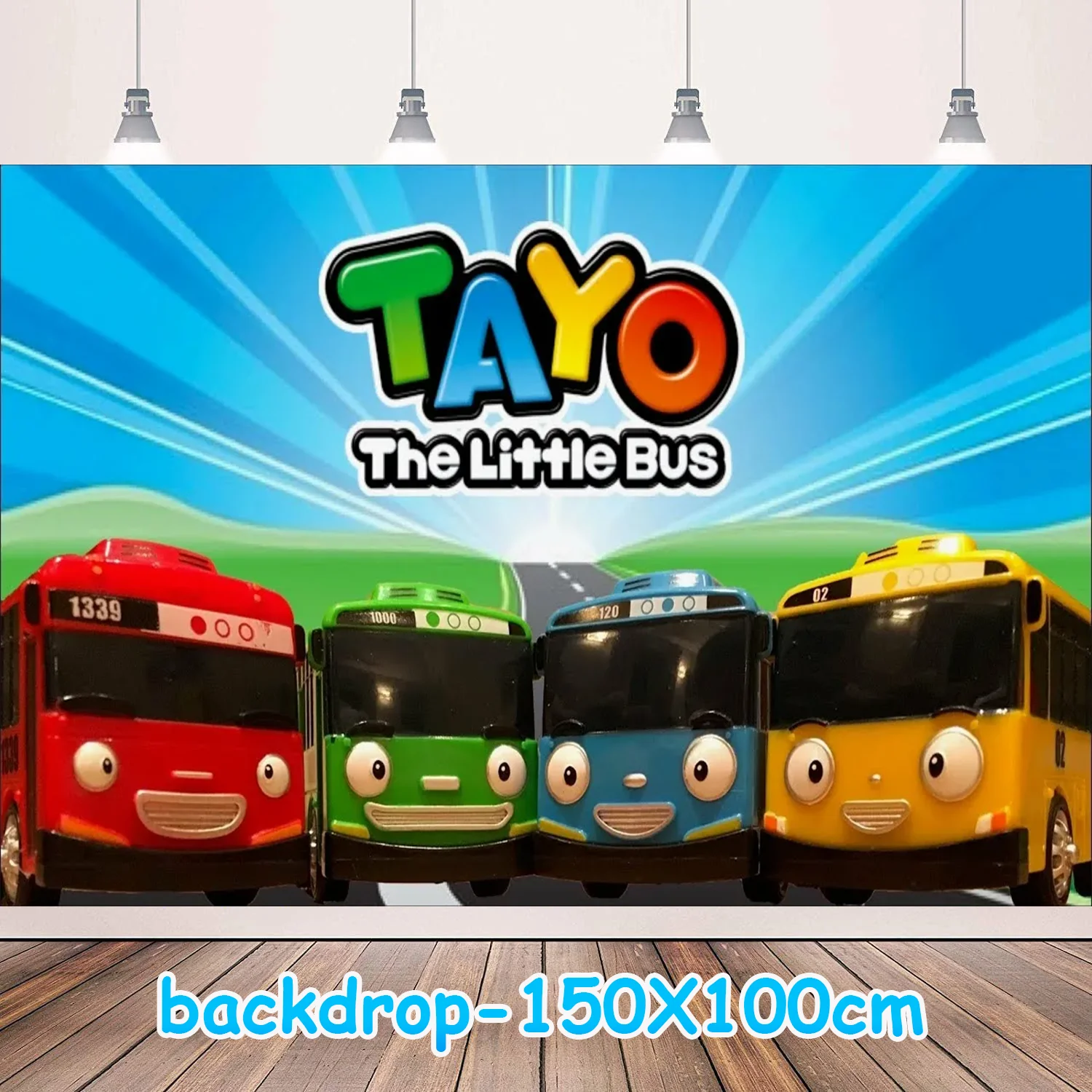 The Tayoes Little Bus Theme Birthday Party Supplies Cartoon Bus Balloon Backgrounds Cupcake Topper Banner Baby Shower Photo Prop