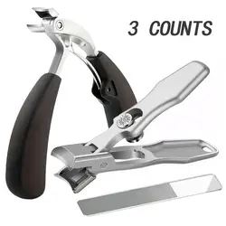3pcs Modern Stainless Steel Fingernail Clippers with Concave Blade, Heavy-Duty Nail Clipper with Curved Design, Large Wide Jaw O