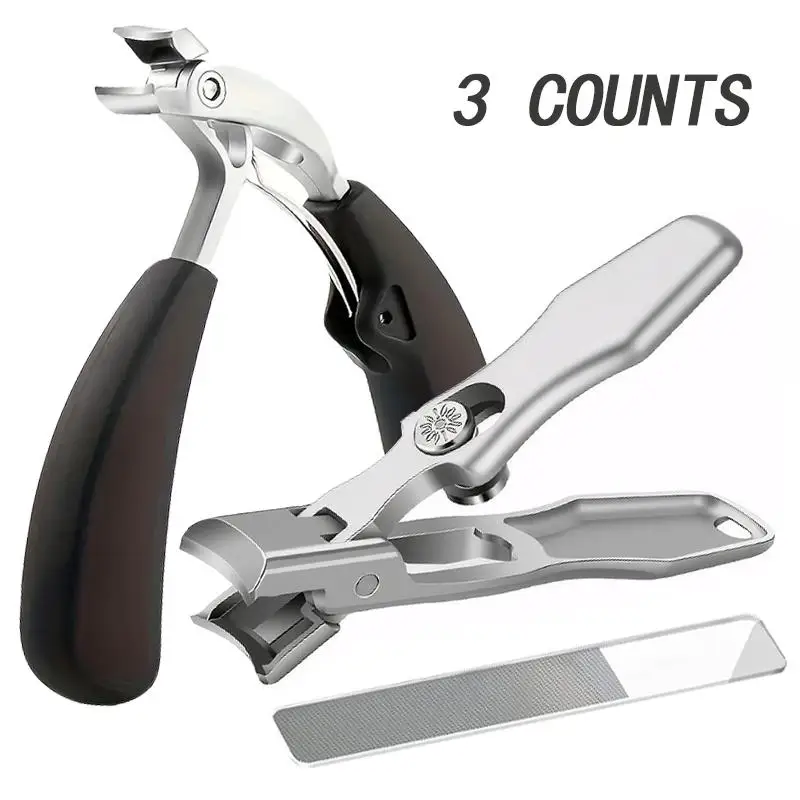 3pcs Heavy-Duty Nail Clipper Modern Stainless Steel Fingernail Clippers with Concave Blade with Curved Design, Large Wide Jaw O