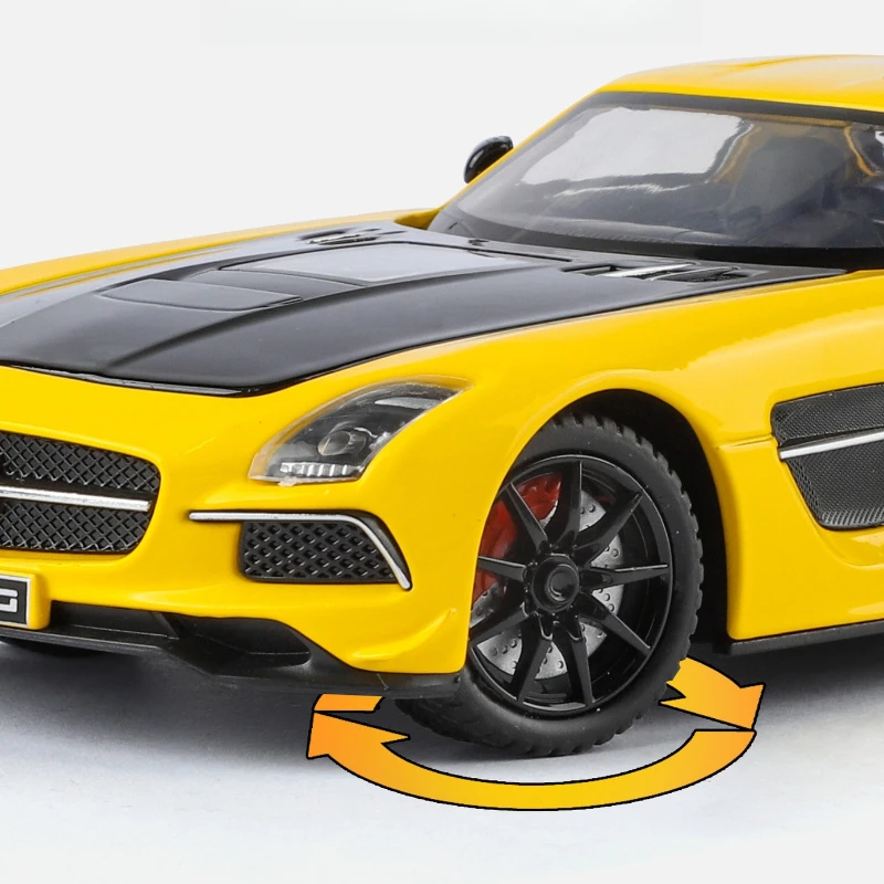 1:24 SLS AMG Sportwagen Model Diecast Metaal Geluid Licht Trek Simulatie Voertuig Modellen Ornamenten Gift