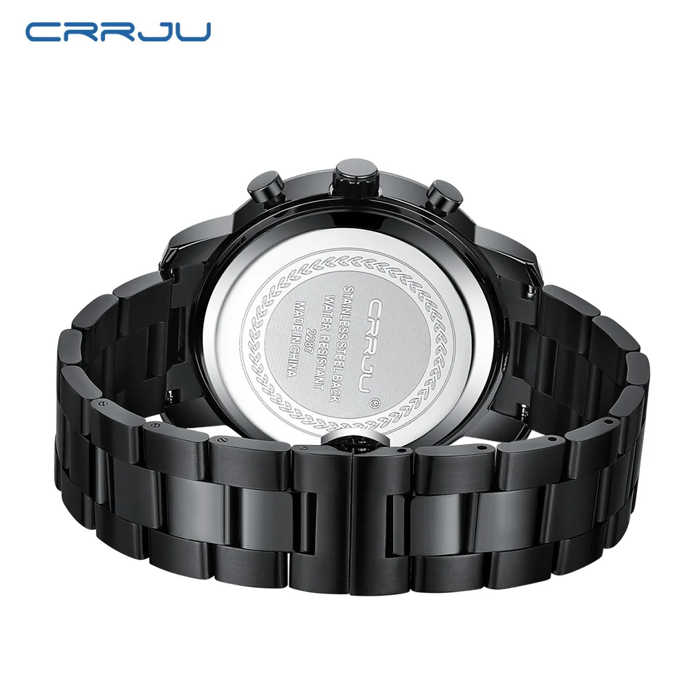 CRRJU Fashion Business Mens Watches with Stainless Steel Waterproof Chronograph Quartz Watch for Men, Auto Date