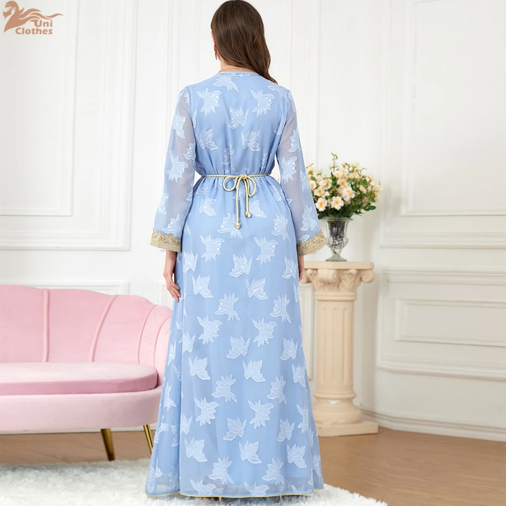 

Elegant Abayas for Women Muslim Sets Embroidery Kaftan Dubai Ramadan Eid Islam Jalabiya Caftan Marocain Femme Robe Djellaba Gown