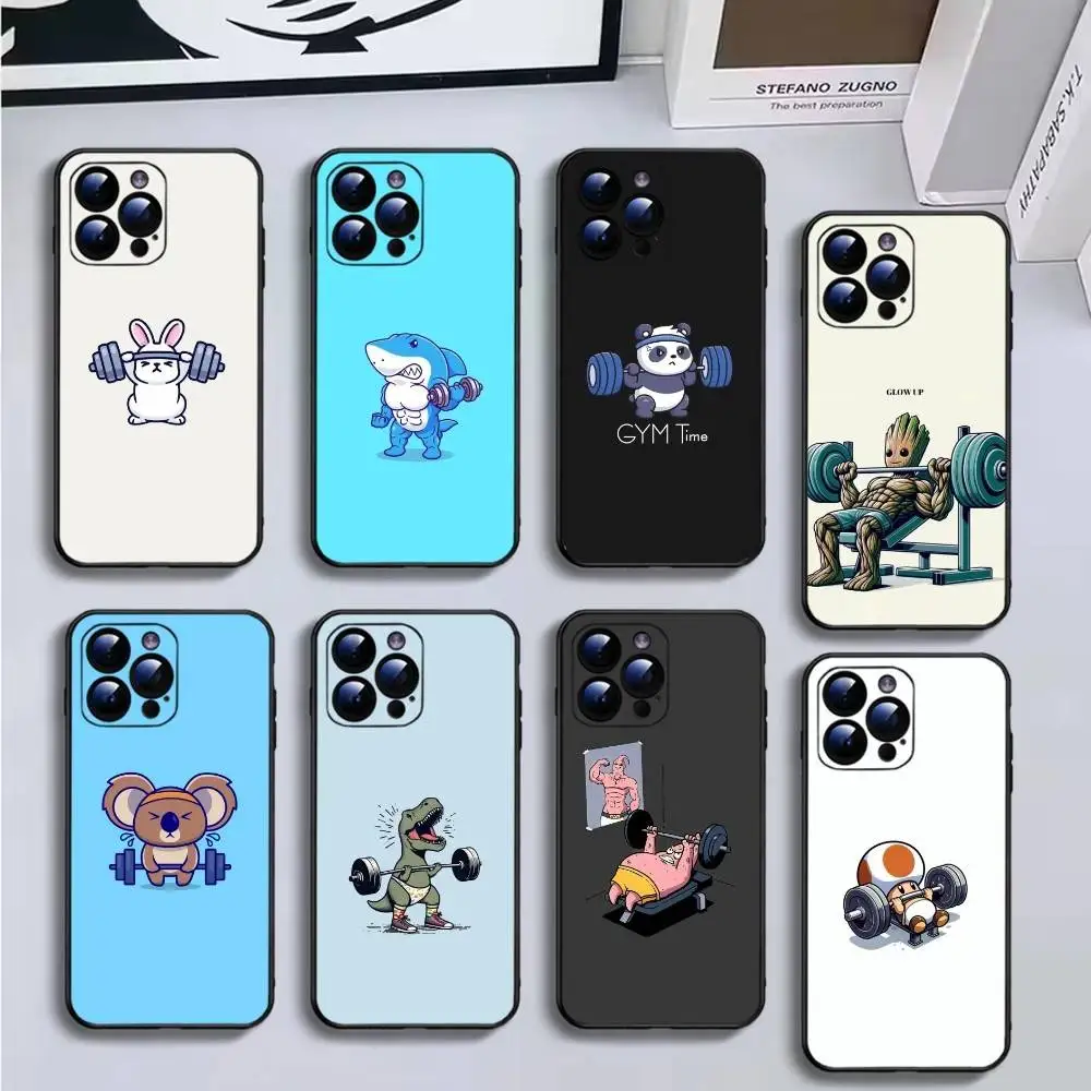 

Gym aesthetic Phone Case For iPhone16,15,14,13,12,11 Plus,Pro Max,XS,X,XR,SE,Mini,8,7,Soft Black Cover