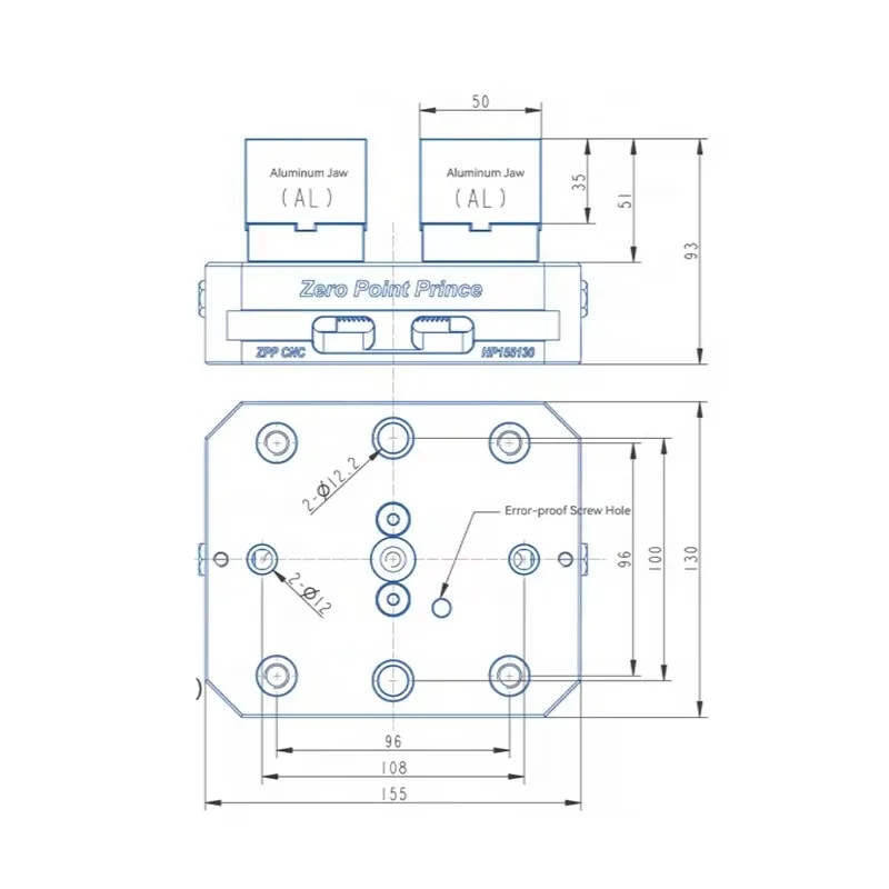 

OEM ODM CNC Machining Self-Centering Vise 4/5 Axis CNC Universal Vise HP10077 Aluminum Jaw