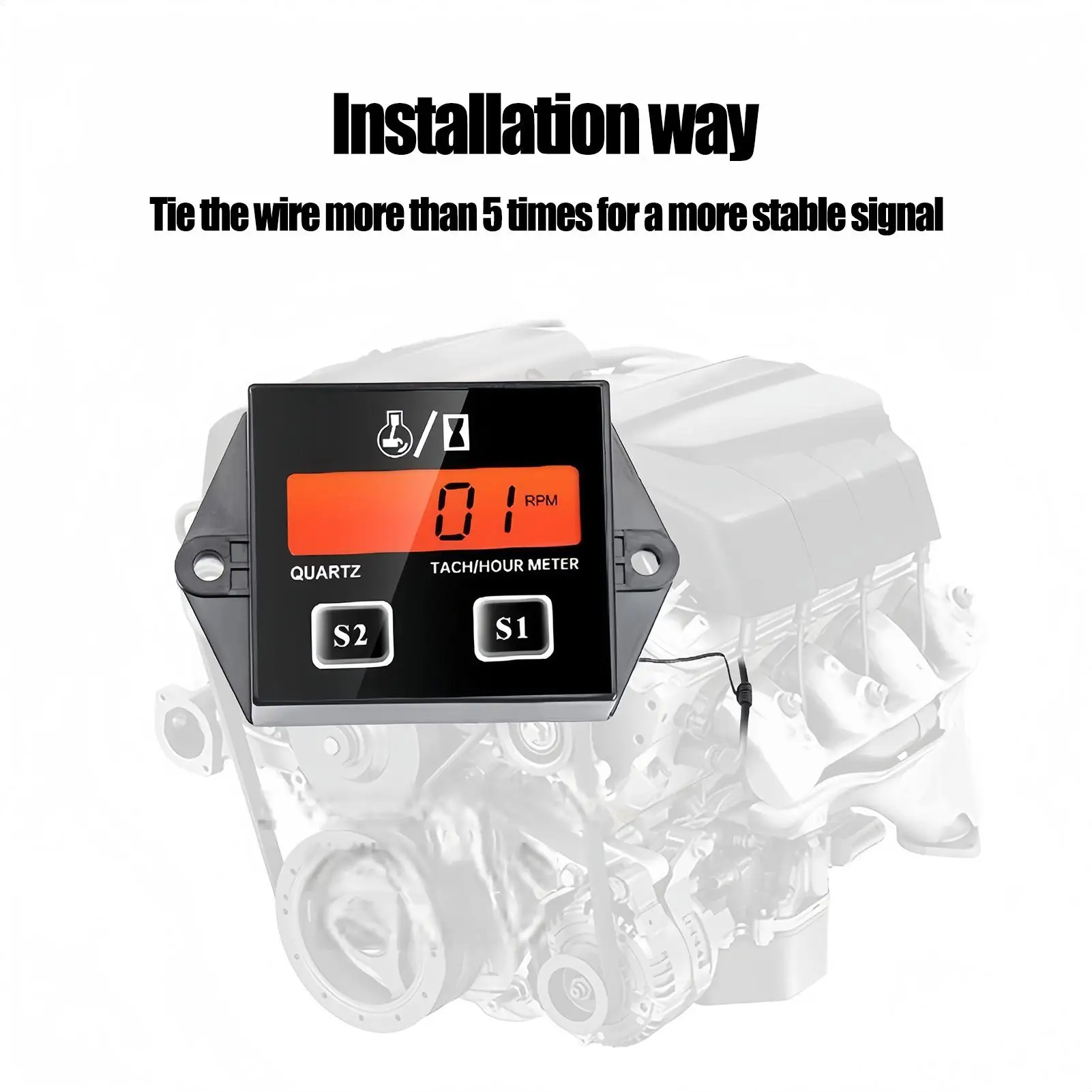 

Индуктивный тахометр, инструмент для точного обслуживания, цифровой тахометр двигателя для друзей, мужчин, оборудование для ремонта на открытом воздухе