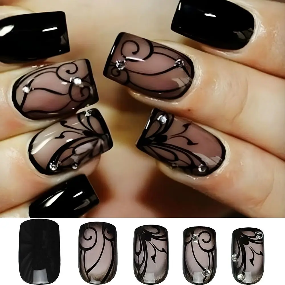 أظافر صناعية فرنسية قابلة للفصل يمكن ارتداؤها، غطاء كامل برأس مربع، اضغط على أطراف الأظافر للفتيات #5