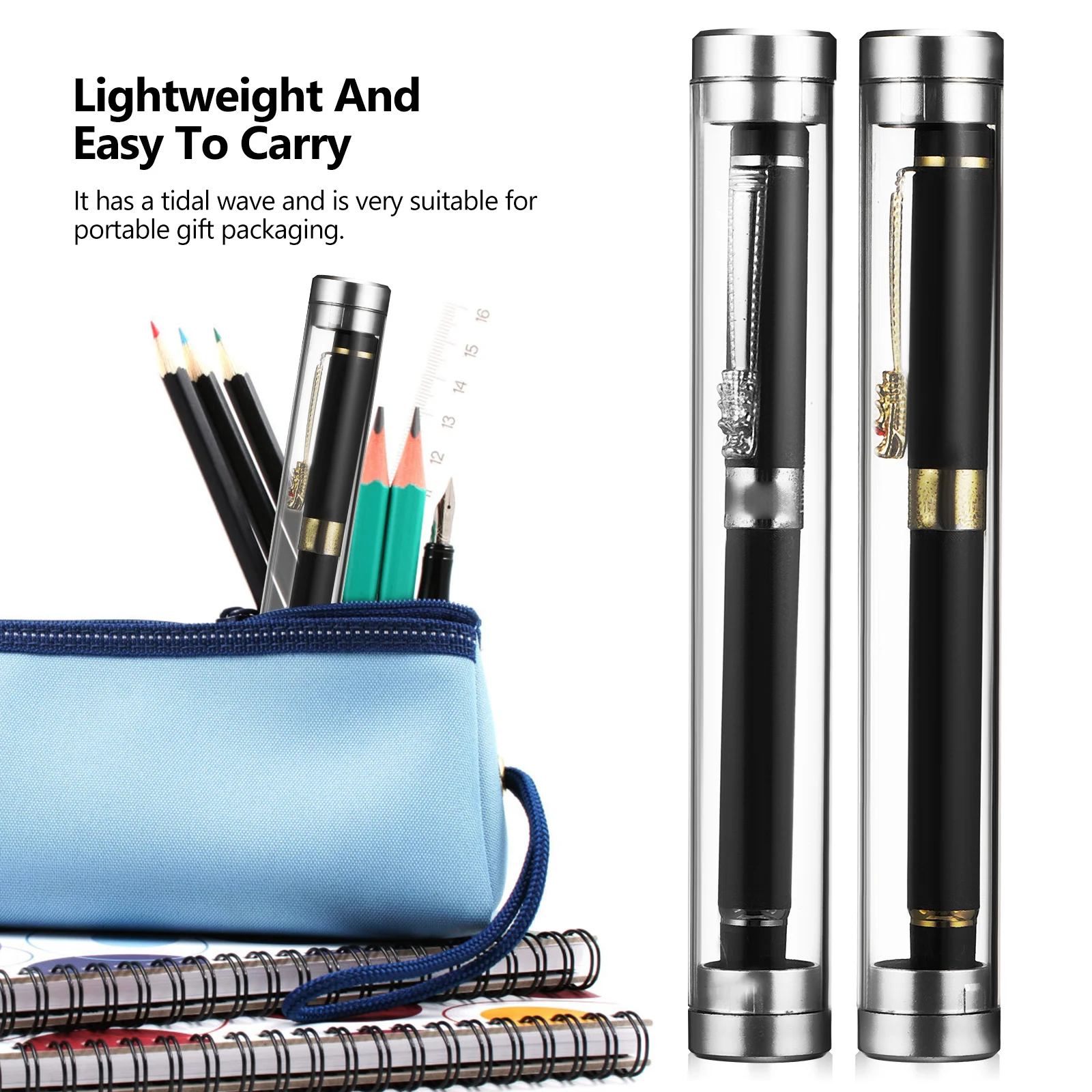 

10 pcs Cylindrical Acrylic Pen Cases Transparent Single Pen Holder Display Tubes Storage Containers For Pens Suitable Business