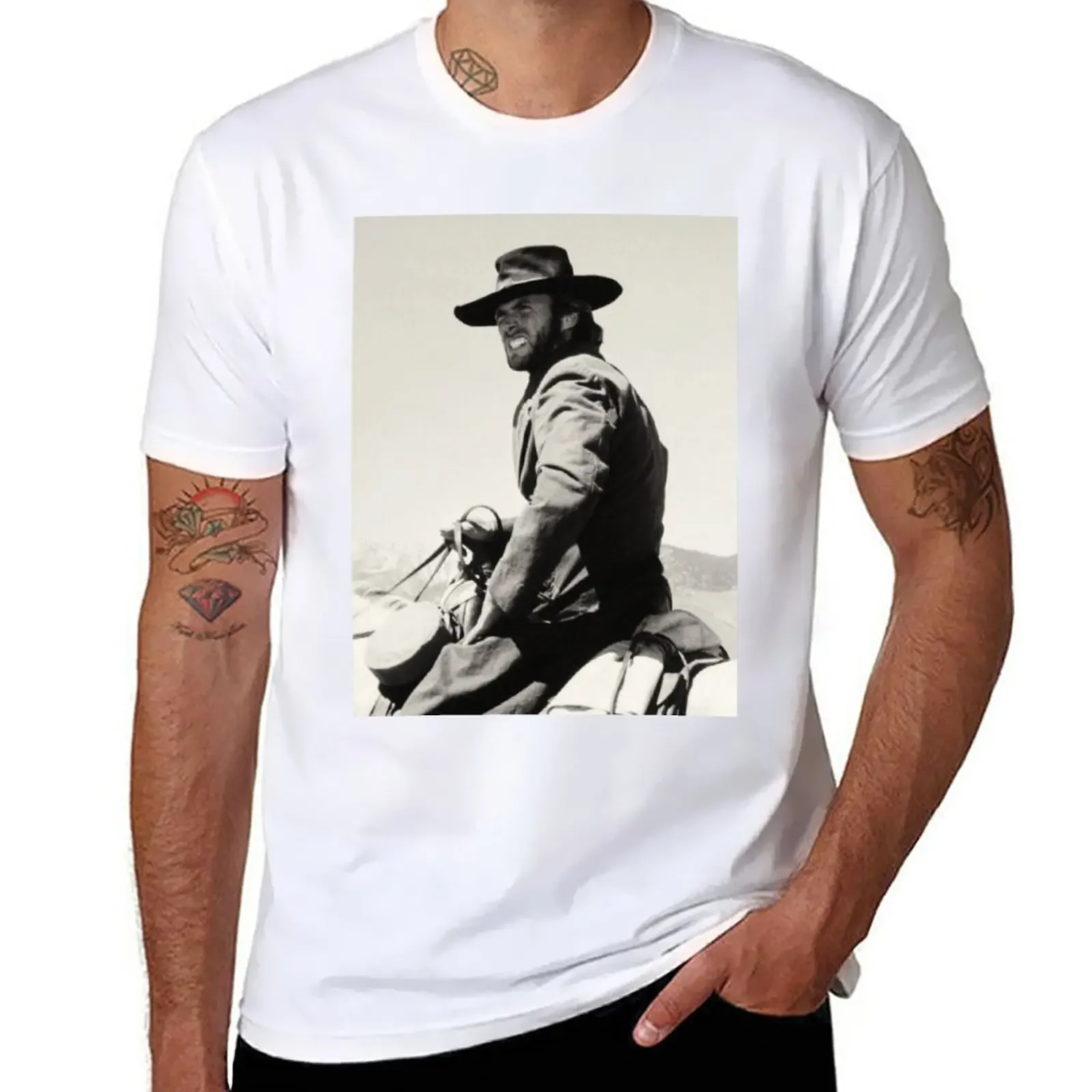 

New Clint Eastwood riding a horse T-Shirt Blouse tees sweat shirts mens t shirts casual stylish