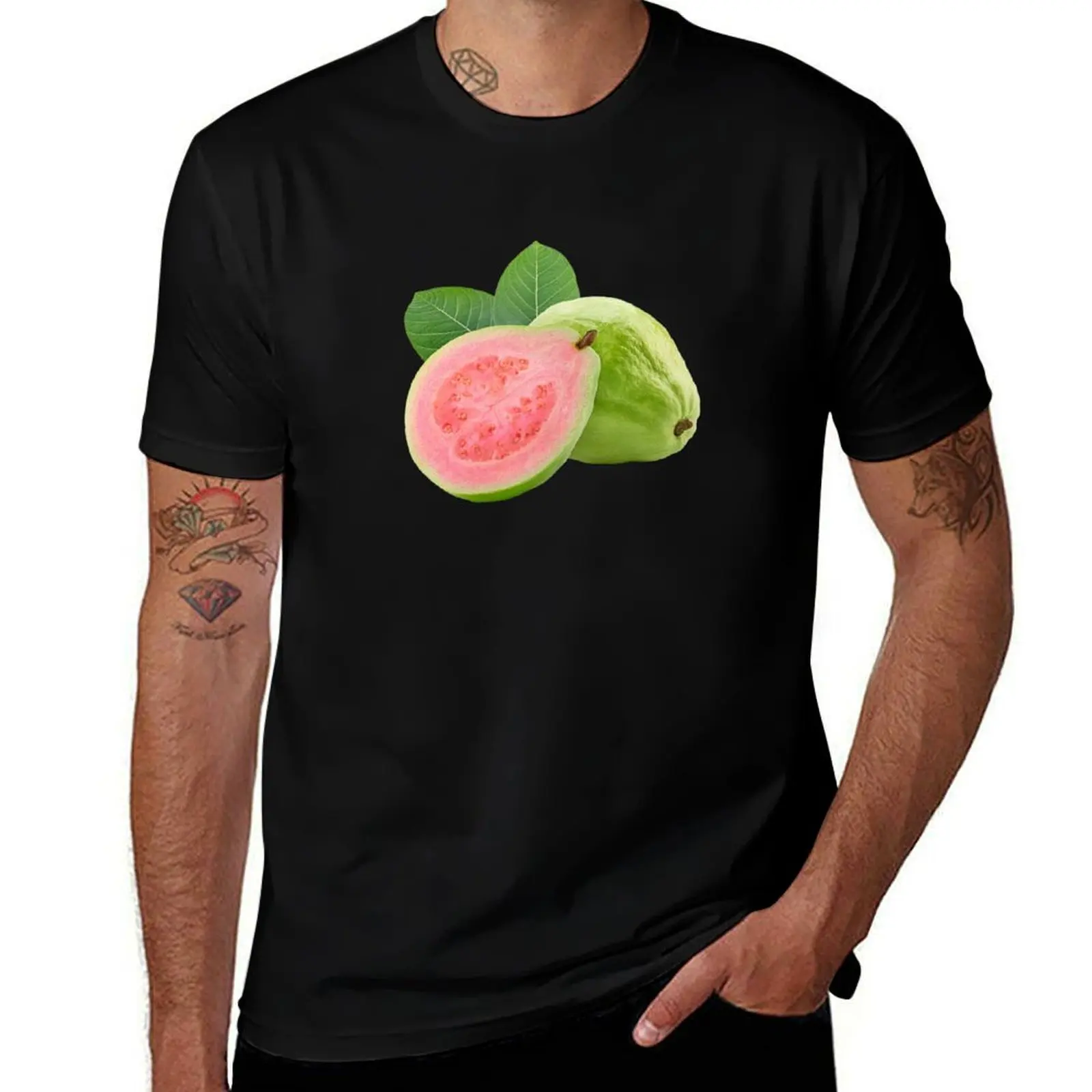 

Fresh Juicy Guava Fruit with Leaves Isolated on White Background Perfect for Healthy Eating and Tropical Recipes T-Shirt