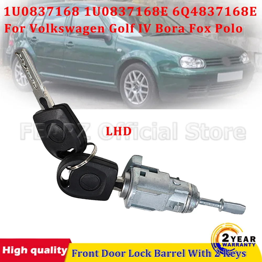 For Volkswagen Golf IV Bora Fox Polo LHD Front Door Lock Barrel With 2 Keys 1U0837168 1U0837168E 6Q4837168E 6Q48. 37168 E