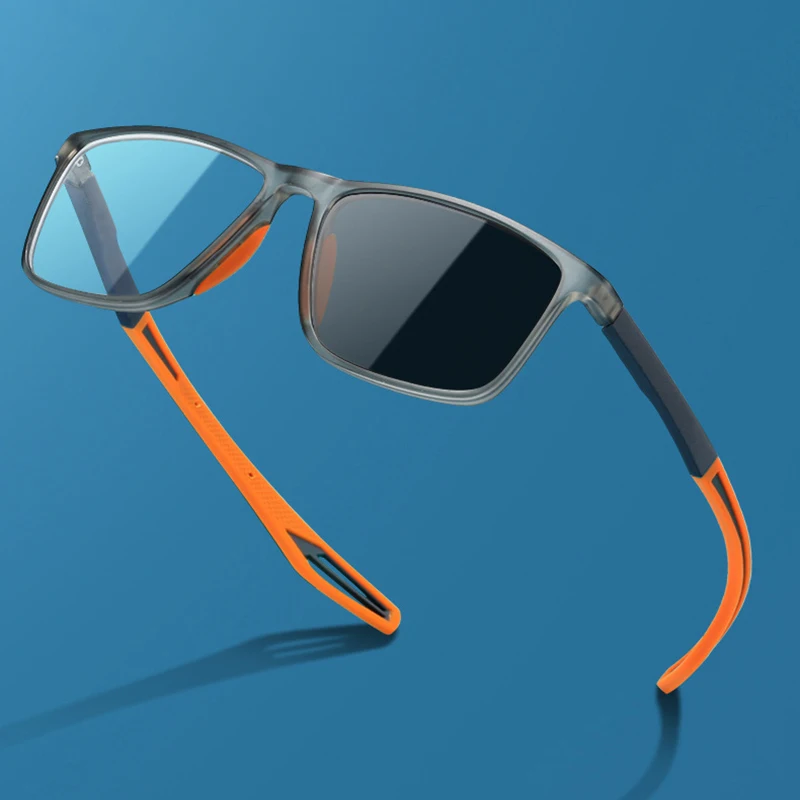 Fashion Color Blocking Photochromic Reading Glasses Men Women Sports Color Changing Rectangular Eyewear