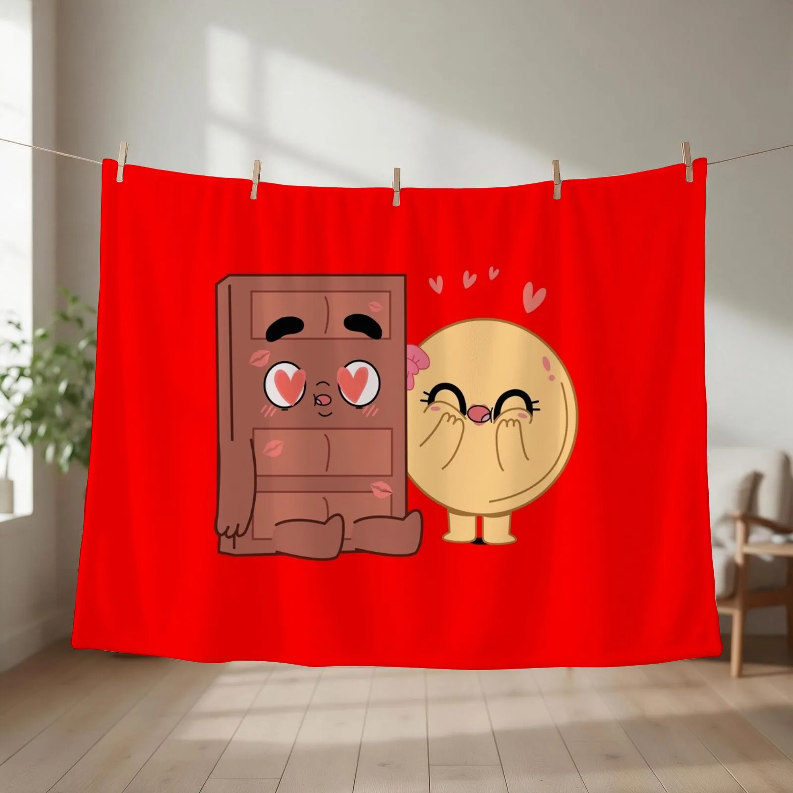 Choco And Pancake Couples Love Throw Blanket couch cozy soft plush fuzzy picnic outdoor blanket