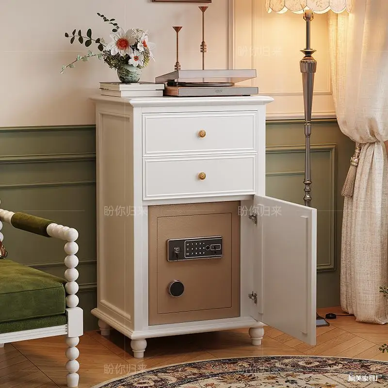 Solid wood bedside table, safe, integrated household small apartment, locker, simple bedroom with fingerprint password