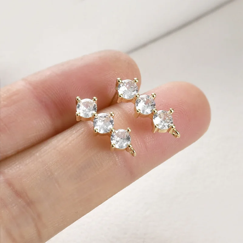 

6 пар ювелирных аксессуаров «сделай сам», основа для сережек-гвоздиков с цирконием CZ и петлевыми разъемами, соединитель для женщин, висячие серьги