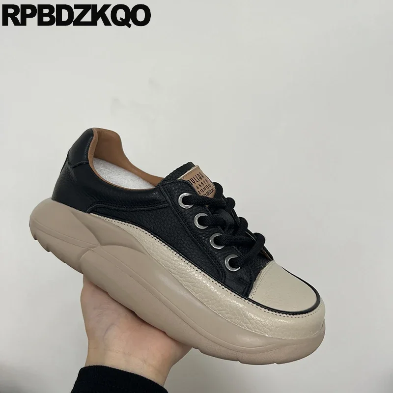 Flatforms Trainers Lightweight Lace Up Stylish Muffin Women Thick Shoes Creepers Skate Round Toe Flats Athletic Sneakers Sport